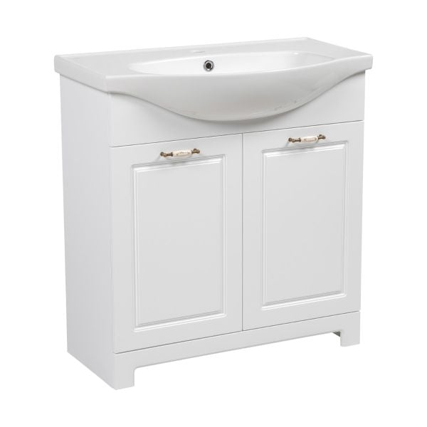 Modern Free Standing Bathroom Vanity with Washbasin | Classic White Matte Collection | Non-Toxic Fire-Resistant MDF-32"