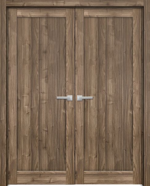 French Double Panel Lite Doors Hardware | Quadro 4111 Walnut | Panel Frame Trims | Bathroom Bedroom Interior Sturdy Door
