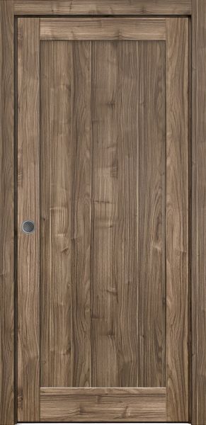 Panel Lite Pocket Door 24 x 84 Frames | Quadro 4111 Walnut | Kit Trims Rail Hardware | Solid Wood Interior Pantry Kitchen Bedroom Sliding Closet Sturdy Doors