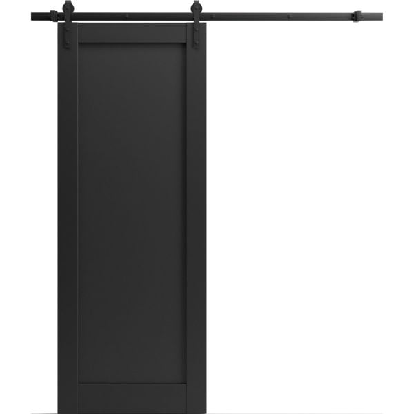 Sliding Barn Door Hardware | Quadro 4111 Matte Black | 6.6FT Rail Hangers Sturdy Set | Lite Wooden Solid Panel Interior Doors