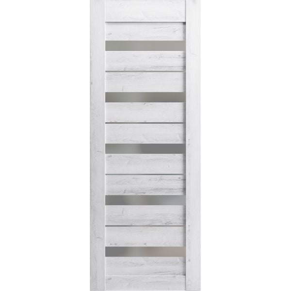 Slab Barn Door Panel | Quadro 4445 Nordic White with Frosted Glass | Sturdy Finished Doors | Pocket Closet Sliding
