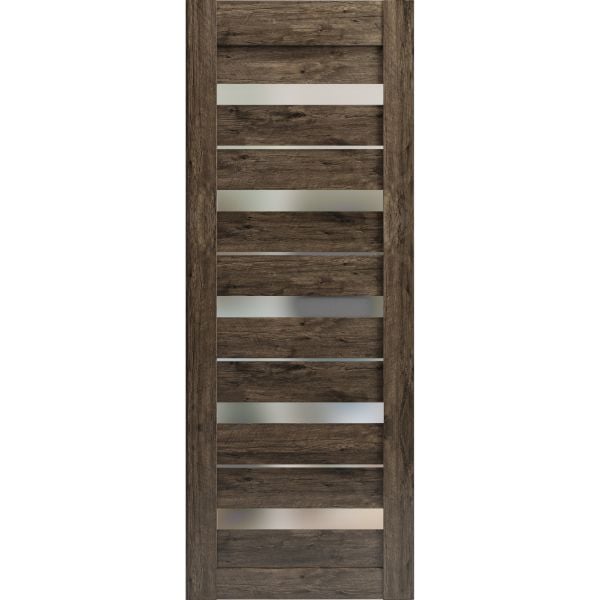 Slab Barn Door Panel | Quadro 4445 Cognac Oak with Frosted Glass | Sturdy Finished Doors | Pocket Closet Sliding