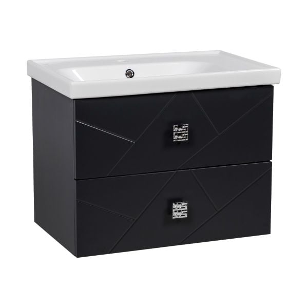 Modern Wall-Mount Bathroom Vanity with Washbasin | Picasso Antricite Matte  Collection | Non-Toxic Fire-Resistant MDF-28"