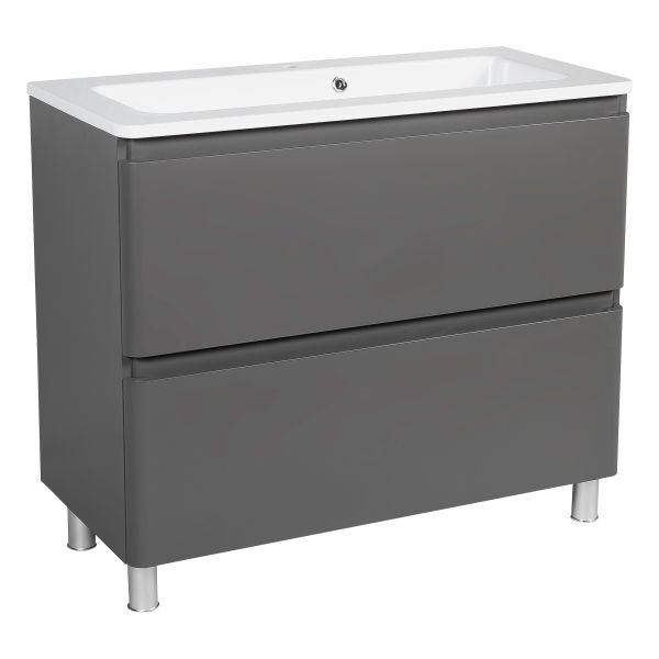 Modern Free Standing Bathroom Vanity with Washbasin | Comfort Gray Matte Collection | Non-Toxic Fire-Resistant MDF-40"