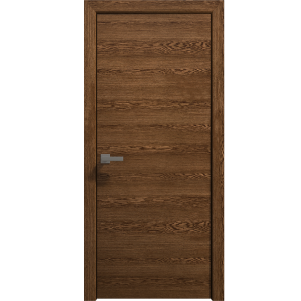 Interior Solid French Door 18 x 80 inches | Ego 5000 Cognac Oak | Single Regular Panel Frame Handle | Bathroom Bedroom Modern Doors