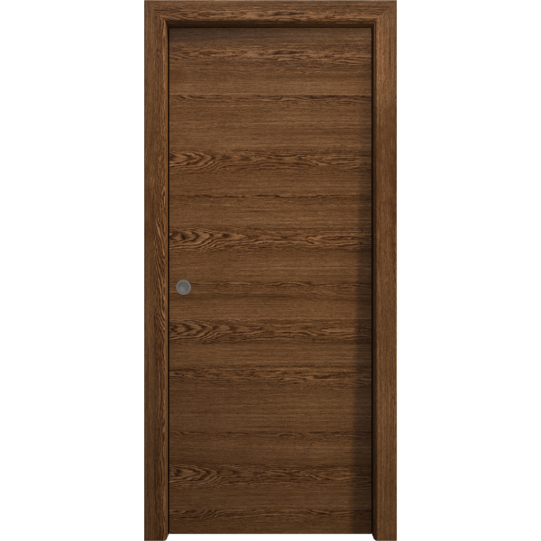 Sliding Pocket Door 18 x 84 inches | Ego 5000 Cognac Oak | Kit Rail Hardware | Solid Wood Interior Bedroom Modern Doors