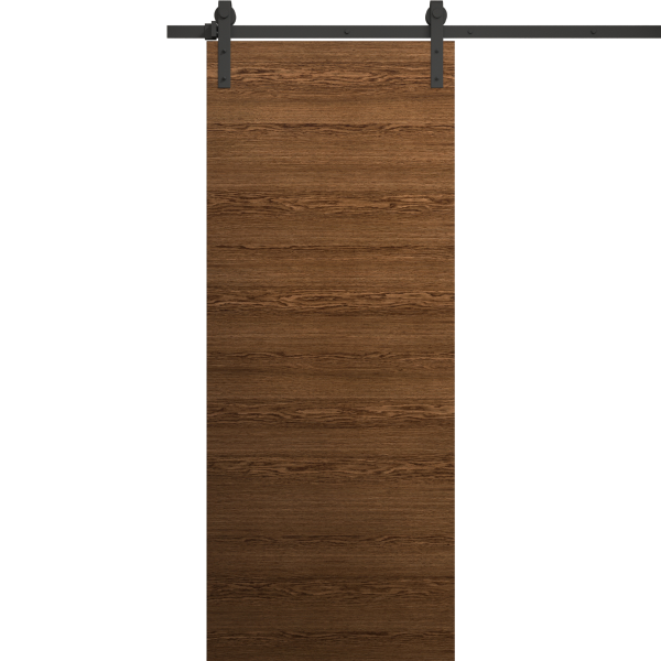 Modern Barn Door 18 x 80 inches | Ego 5000 Cognac Oak | 6.6FT Rail Track Heavy Hardware Set | Solid Panel Interior Doors