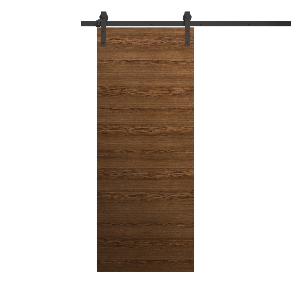 Modern Barn Door 24 x 80 inches | Ego 5000 Cognac Oak | 6.6FT Rail Track Heavy Hardware Set | Solid Panel Interior Doors
