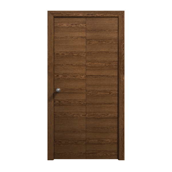 Sliding Closet Bi-fold Doors 36 x 80 inches | Ego 5000 Cognac Oak | Sturdy Tracks Moldings Trims Hardware Set | Wood Solid Bedroom Wardrobe Doors