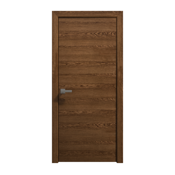 Interior Solid French Door 32 x 84 inches | Ego 5000 Cognac Oak | Single Regular Panel Frame Handle | Bathroom Bedroom Modern Doors
