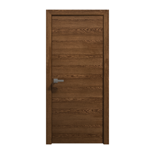 Interior Solid French Door 18 x 80 inches | Ego 5000 Cognac Oak | Single Regular Panel Frame Handle | Bathroom Bedroom Modern Doors