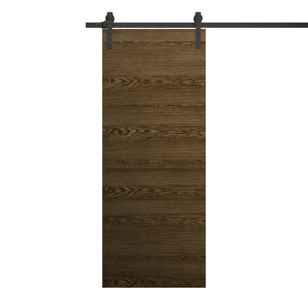 Modern Barn Door 18 x 80 inches | Ego 5000 Marble Oak | 6.6FT Rail Track Heavy Hardware Set | Solid Panel Interior Doors