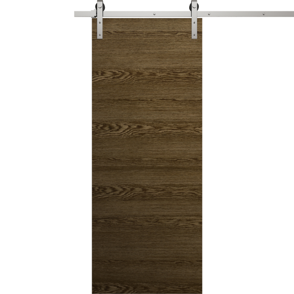 Modern Barn Door 18 x 80 inches | Ego 5000 Marble Oak | 6.6FT Silver Rail Track Heavy Hardware Set | Solid Panel Interior Doors