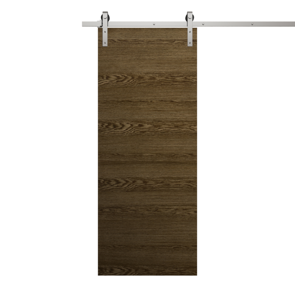Modern Barn Door 32 x 84 inches | Ego 5000 Marble Oak | 6.6FT Silver Rail Track Heavy Hardware Set | Solid Panel Interior Doors