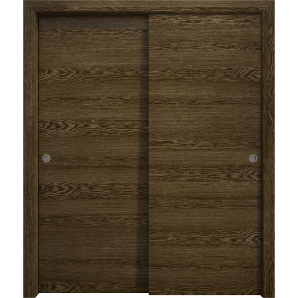 Sliding Closet Bypass Doors 36 x 80 inches | Ego 5000 Marble Oak | Rails Hardware Set | Wood Solid Bedroom Wardrobe Doors