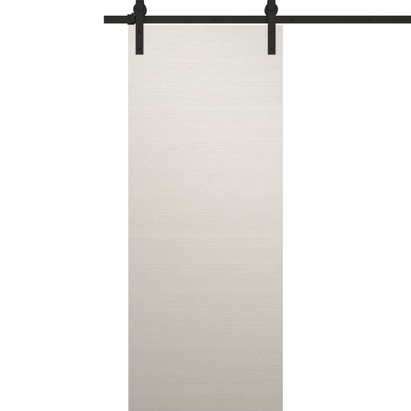 Modern Barn Door 18 x 80 inches | Ego 5000 Painted White Oak | 6.6FT Rail Track Heavy Hardware Set | Solid Panel Interior Doors