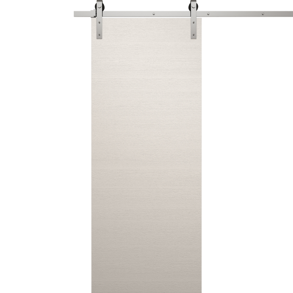 Modern Barn Door 18 x 80 inches | Ego 5000 Painted White Oak | 6.6FT Silver Rail Track Heavy Hardware Set | Solid Panel Interior Doors