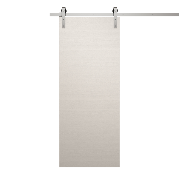 Modern Barn Door 18 x 80 inches | Ego 5000 Painted White Oak | 6.6FT Silver Rail Track Heavy Hardware Set | Solid Panel Interior Doors