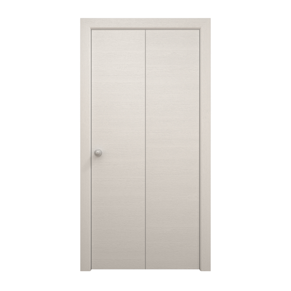 Sliding Closet Bi-fold Doors 36 x 80 inches | Ego 5000 Painted White Oak | Sturdy Tracks Moldings Trims Hardware Set | Wood Solid Bedroom Wardrobe Doors
