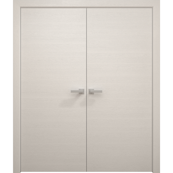 Interior Solid French Double Doors 36 x 80 inches | Ego 5000 Painted White Oak | Wood Interior Solid Panel Frame | Closet Bedroom Modern Doors
