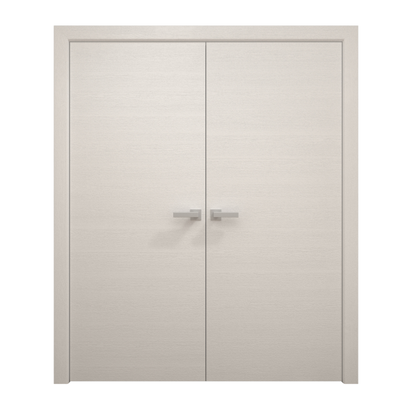 Interior Solid French Double Doors 36 x 80 inches | Ego 5000 Painted White Oak | Wood Interior Solid Panel Frame | Closet Bedroom Modern Doors