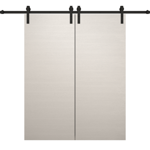 Modern Double Barn Door 36 x 80 inches | Ego 5000 Painted White Oak | 13FT Rail Track Set | Solid Panel Interior Doors