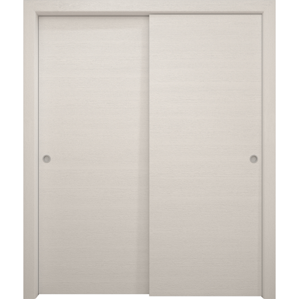 Sliding Closet Bypass Doors 36 x 80 inches | Ego 5000 Painted White Oak | Rails Hardware Set | Wood Solid Bedroom Wardrobe Doors