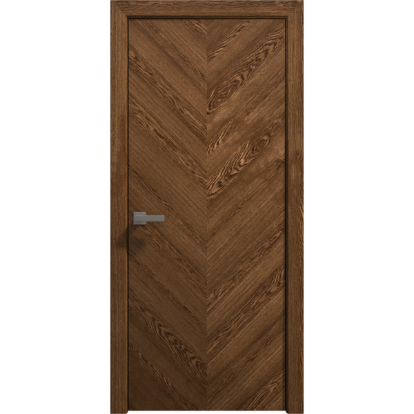 Interior Solid French Door 18 x 80 inches | Ego 5005 Cognac Oak | Single Regular Panel Frame Handle | Bathroom Bedroom Modern Doors
