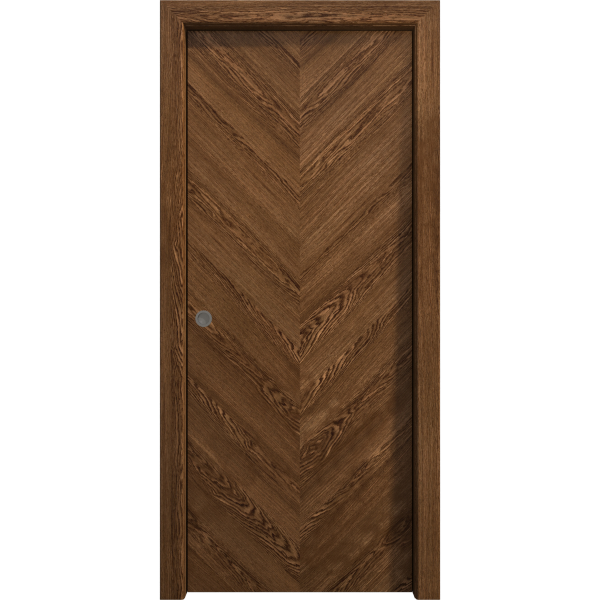 Sliding Pocket Door 18 x 84 inches | Ego 5005 Cognac Oak | Kit Rail Hardware | Solid Wood Interior Bedroom Modern Doors