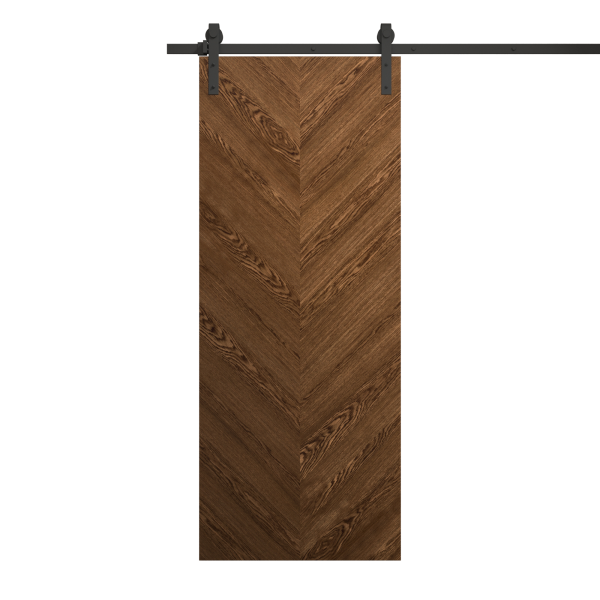 Modern Barn Door 18 x 80 inches | Ego 5005 Cognac Oak | 6.6FT Rail Track Heavy Hardware Set | Solid Panel Interior Doors
