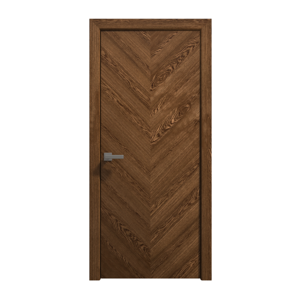 Interior Solid French Door 18 x 80 inches | Ego 5005 Cognac Oak | Single Regular Panel Frame Handle | Bathroom Bedroom Modern Doors