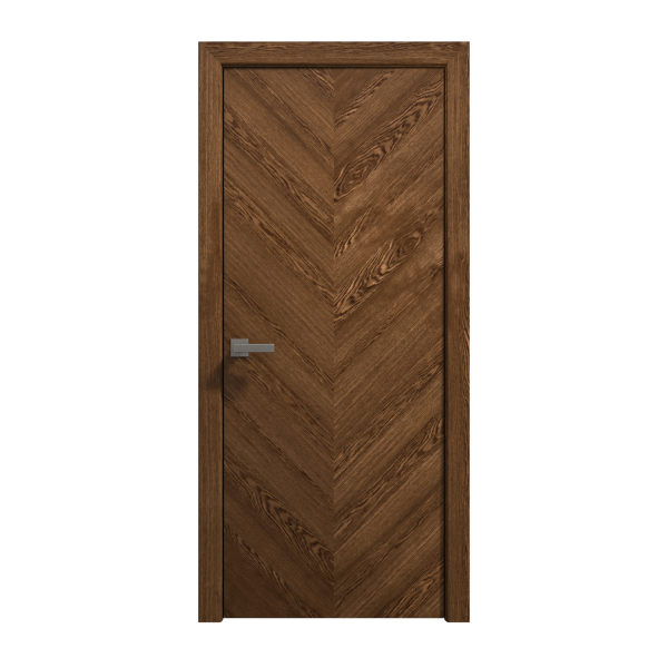 Interior Solid French Door 32 x 96 inches | Ego 5005 Cognac Oak | Single Regular Panel Frame Handle | Bathroom Bedroom Modern Doors
