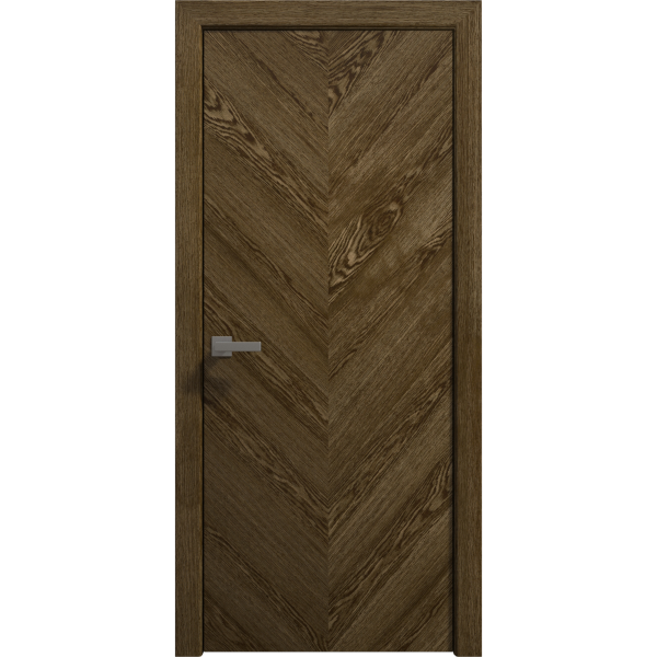 Interior Solid French Door 18 x 80 inches | Ego 5005 Marble Oak | Single Regular Panel Frame Handle | Bathroom Bedroom Modern Doors