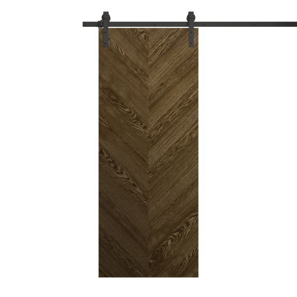 Modern Barn Door 18 x 80 inches | Ego 5005 Marble Oak | 6.6FT Rail Track Heavy Hardware Set | Solid Panel Interior Doors