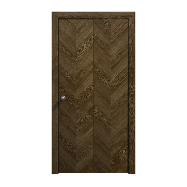 Sliding Closet Bi-fold Doors 36 x 84 inches | Ego 5005 Marble Oak | Sturdy Tracks Moldings Trims Hardware Set | Wood Solid Bedroom Wardrobe Doors