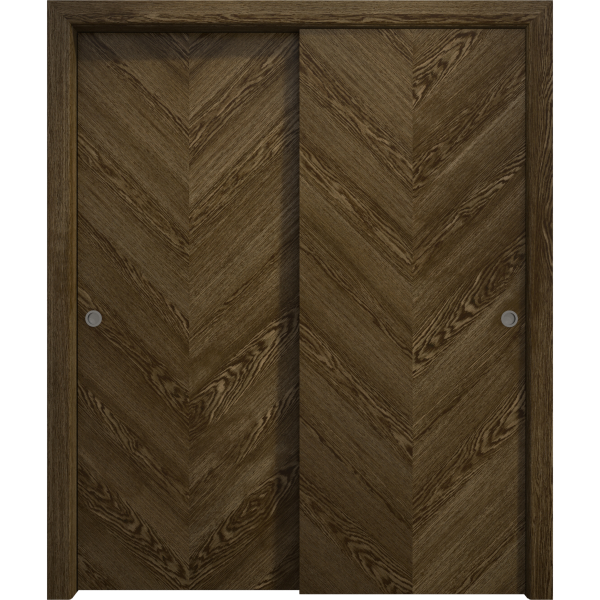 Sliding Closet Bypass Doors 36 x 80 inches | Ego 5005 Marble Oak | Rails Hardware Set | Wood Solid Bedroom Wardrobe Doors