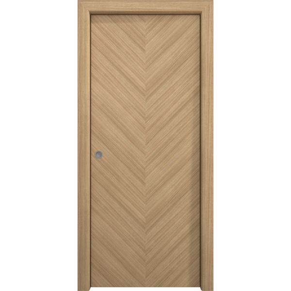 Sliding Pocket Door 18 x 84 inches | Ego 5005 Natural Oak | Kit Rail Hardware | Solid Wood Interior Bedroom Modern Doors