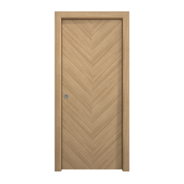 Sliding Pocket Door 28 x 96 inches | Ego 5005 Natural Oak | Kit Rail Hardware | Solid Wood Interior Bedroom Modern Doors