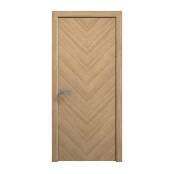 Interior Solid French Door 30 x 80 inches | Ego 5005 Natural Oak | Single Regular Panel Frame Handle | Bathroom Bedroom Modern Doors
