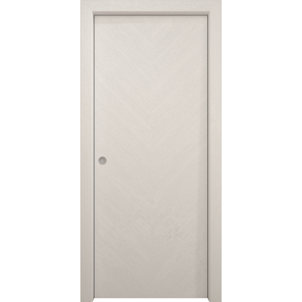 Sliding Pocket Door 18 x 84 inches | Ego 5005 Painted White Oak | Kit Rail Hardware | Solid Wood Interior Bedroom Modern Doors