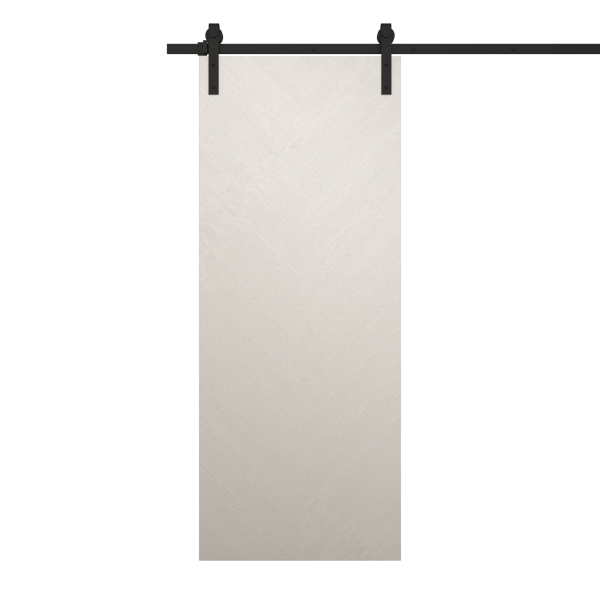 Modern Barn Door 18 x 80 inches | Ego 5005 Painted White Oak | 6.6FT Rail Track Heavy Hardware Set | Solid Panel Interior Doors