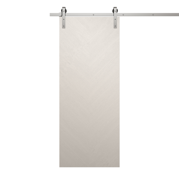Modern Barn Door 18 x 80 inches | Ego 5005 Painted White Oak | 6.6FT Silver Rail Track Heavy Hardware Set | Solid Panel Interior Doors