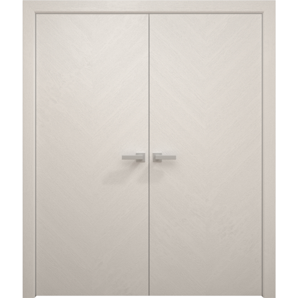 Interior Solid French Double Doors 36 x 80 inches | Ego 5005 Painted White Oak | Wood Interior Solid Panel Frame | Closet Bedroom Modern Doors