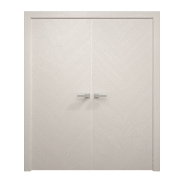 Interior Solid French Double Doors 36 x 80 inches | Ego 5005 Painted White Oak | Wood Interior Solid Panel Frame | Closet Bedroom Modern Doors