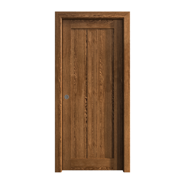 Sliding Pocket Door 30 x 96 inches | Ego 5006 Cognac Oak | Kit Rail Hardware | Solid Wood Interior Bedroom Modern Doors