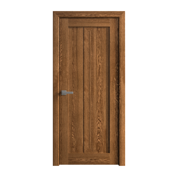Interior Solid French Door 18 x 80 inches | Ego 5006 Cognac Oak | Single Regular Panel Frame Handle | Bathroom Bedroom Modern Doors