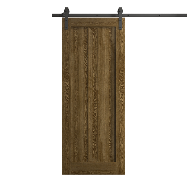 Modern Barn Door 18 x 80 inches | Ego 5006 Marble Oak | 6.6FT Rail Track Heavy Hardware Set | Solid Panel Interior Doors