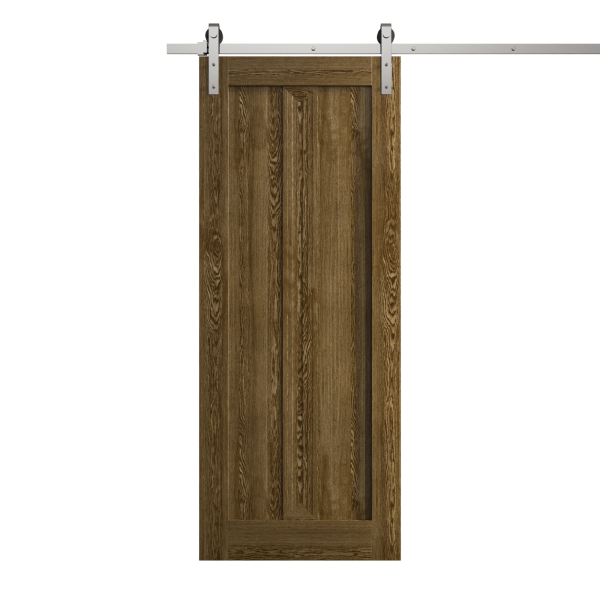 Modern Barn Door 18 x 96 inches | Ego 5006 Marble Oak | 6.6FT Silver Rail Track Heavy Hardware Set | Solid Panel Interior Doors