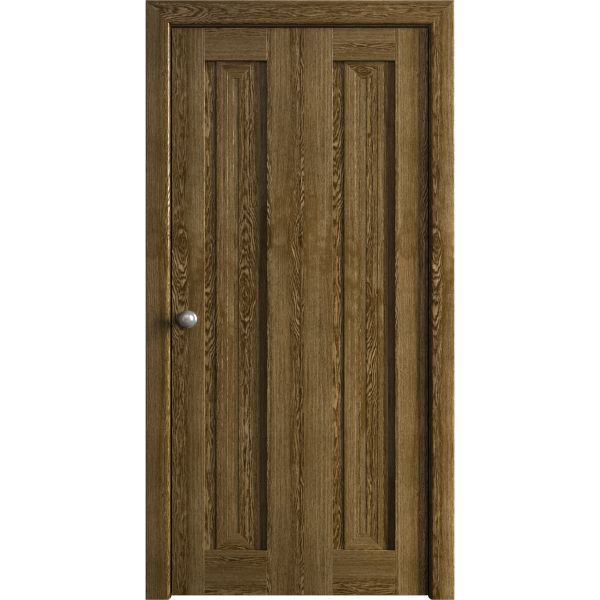 Sliding Closet Bi-fold Doors 36 x 80 inches | Ego 5006 Marble Oak | Sturdy Tracks Moldings Trims Hardware Set | Wood Solid Bedroom Wardrobe Doors
