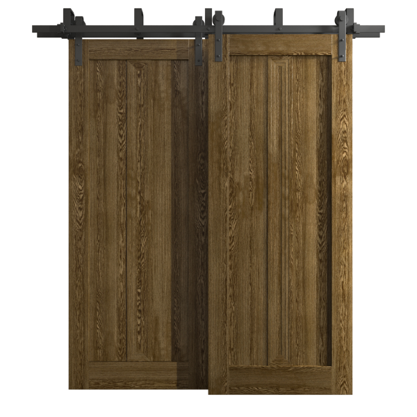 Sliding Closet Barn Bypass Doors 36 x 80 inches | Ego 5006 Marble Oak | Modern 6.6ft Rails Hardware Set | Wood Solid Bedroom Wardrobe Doors